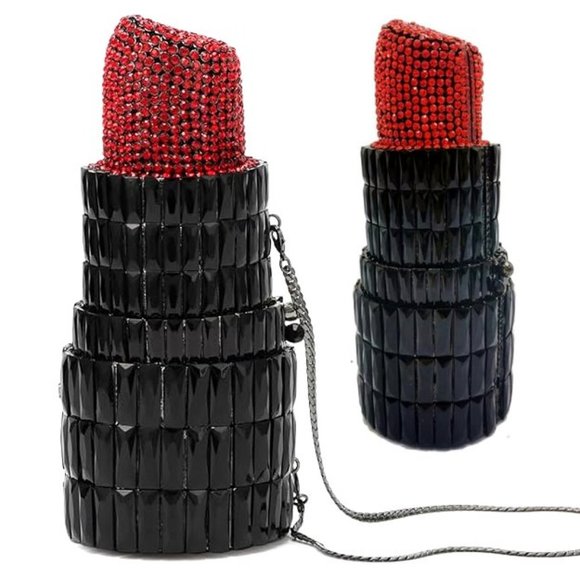 NWT Sparkling Swarovski Bling Crystal Rhinestone Lipstick Purse Clutch B… - Picture 13 of 17